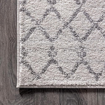 JONATHAN Y Boho Vintage Diamond Cream/Gray Oval Area Rug 6X9 ft, Moroccan Hype for Living Room, Bedroom, Kitchen, Office, Easy-Cleaning, High Traffic, Pet-Friendly, Non-Shedding (MOH101B-6OV)