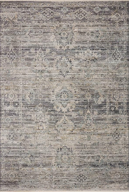 Loloi Jean Stoffer Katherine Collection KES-05 Graphite/Jade 2'-7" x 16'-0", .25" Pile Height, Runner Rug