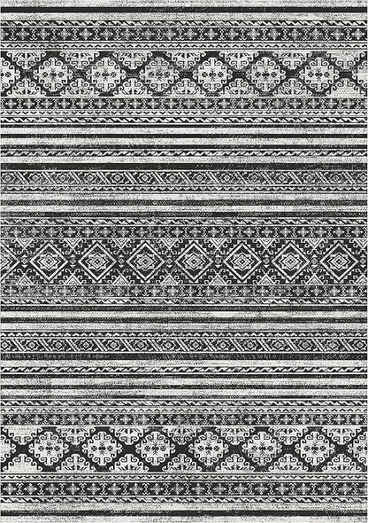 RUGSURE Washable Area Rugs 6' x 9' - 1/6 Thick - Moroccan-Inspired -Stain & Water Resistant Non-Slip - Resistant Rug for Living Room, Bedroom, Nursery, Pet & Child Friendly (Black)