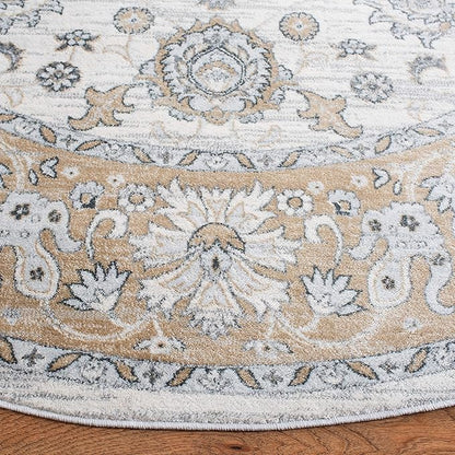 SAFAVIEH Isabella Collection 5'3" Round Cream/Beige ISA940B Traditional Oriental Non-Shedding Living Room Bedroom Area Rug