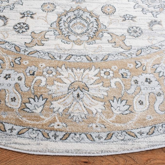SAFAVIEH Isabella Collection 5'3" Round Cream/Beige ISA940B Traditional Oriental Non-Shedding Living Room Bedroom Area Rug