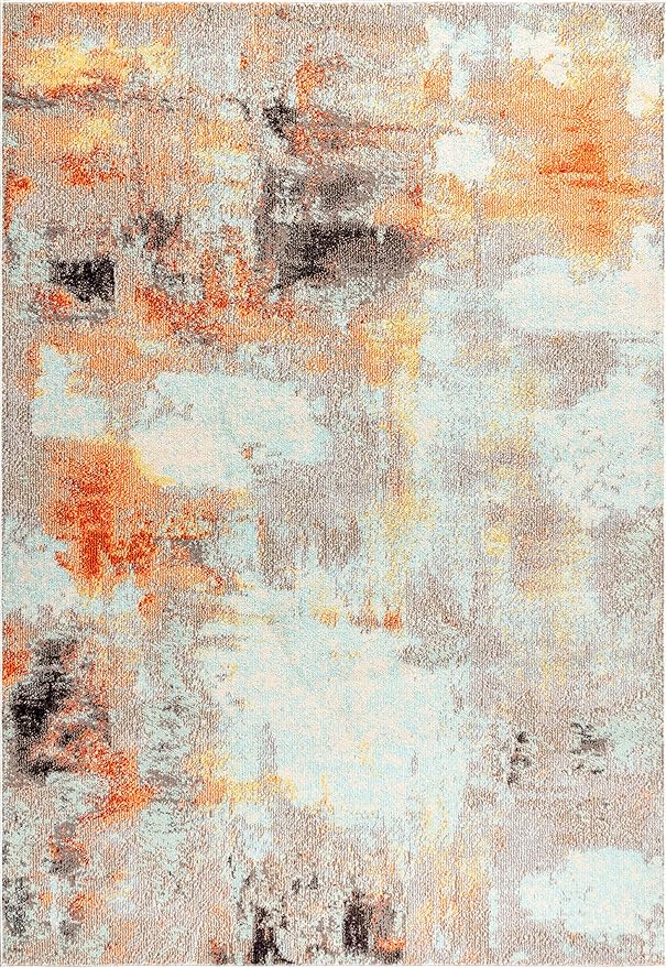 JONATHAN Y Modern Abstract Vintage Cream/Orange Indoor Area Rug, 8x10, Contemporary POP, Transitional, Easy-Cleaning for Living Room, Bedroom, Kitchen, Pet Friendly, Non-Shedding (CTP104B-8)