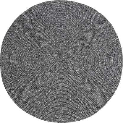 nuLOOM 6' Round Solid Hand Braided Indoor/Outdoor Area Rug, Pet-Friendly, High Traffic, Weather Resistant, for Patio, Balcony, Bedroom, Living, Dining Room, Wynn Charcoal