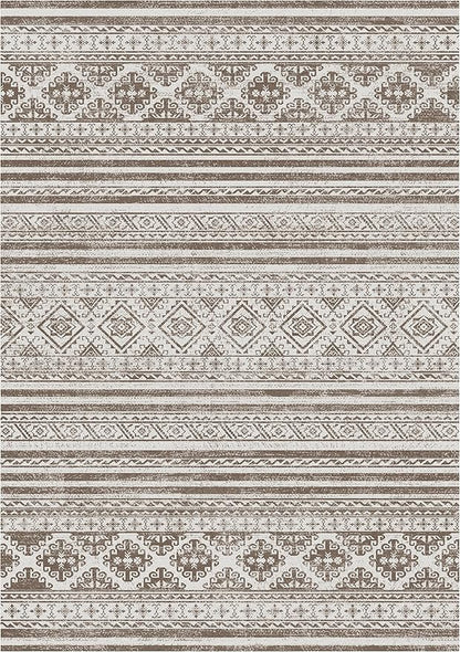 RUGSURE Washable Area Rugs 3' x 5 ' - 1/6 Thick - Moroccan-Inspired -Stain & Water Resistant Non-Slip - Resistant Rug for Living Room, Bedroom, Nursery, Pet & Child Friendly (Brown)