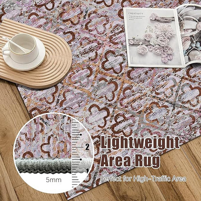 RUGSURE Washable Area Rugs, 6' x 9' - 1/6 Thick - Stain & Water Resistant Non-Slip - Perfect Resistant Rug for Living Room, Bedroom, Nursery, Pet & Child Friendly, Vibrant Colors Rugs, Purple