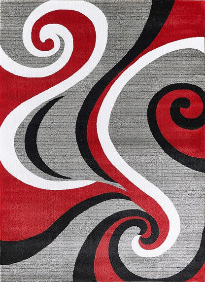 GLORY RUGS Modern Area Rug 5x7 Red Swirls Carpet Bedroom Living Room Contemporary Dining Accent Sevilla Collection 4817 (5x7, Red)