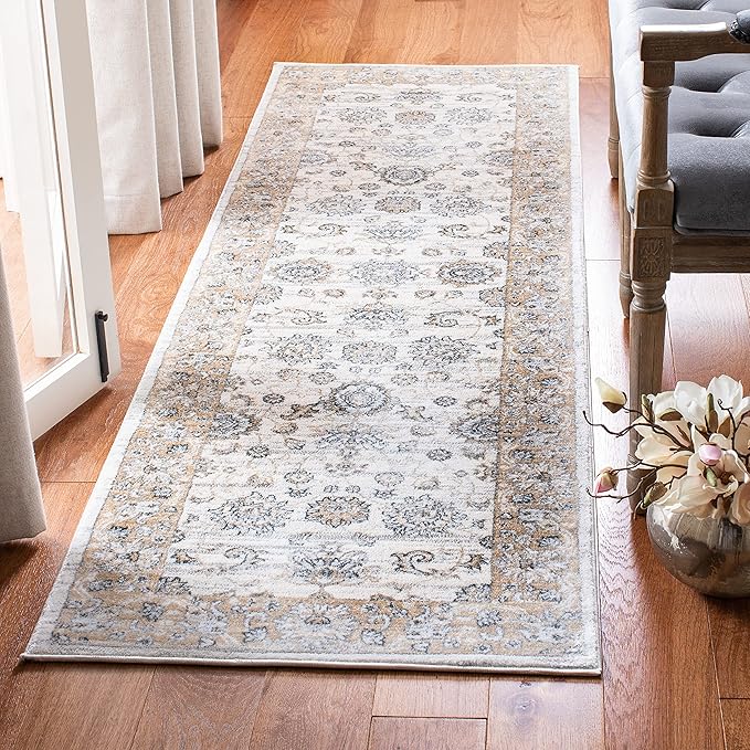 SAFAVIEH Isabella Collection Runner Rug - 2'2" x 8', Cream & Beige, Oriental Design, Non-Shedding & Easy Care, Ideal for High Traffic Areas in Living Room, Bedroom (ISA940B)