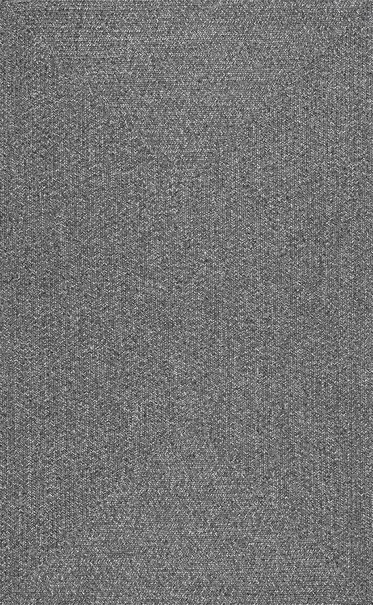 nuLOOM 4' x 6' Solid Hand Braided Indoor/Outdoor Area Rug, Pet-Friendly, High Traffic, Weather Resistant, for Patio, Balcony, Bedroom, Living, Dining Room, Wynn Charcoal