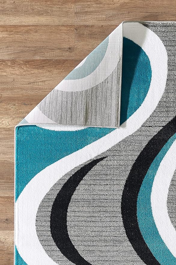 GLORY RUGS Modern Area Rug Swirls Carpet Bedroom Living Room Contemporary Dining Accent Sevilla Collection 4817 (4x6, Turkaz)