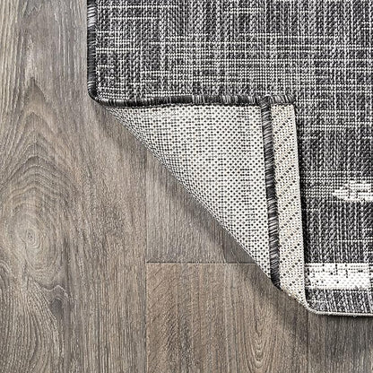 JONATHAN Y Stripe Geometric Indoor Outdoor Area Rug 4X6 Black/Ivory, Zolak Berber for Backyard, Patio, Porch, Easy-Cleaning, High Traffic, Pet-Friendly, Non-Shedding (SMB124E-4)