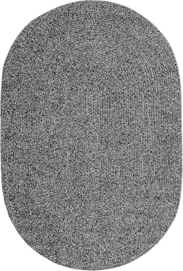 nuLOOM Oval 3' x 5' Solid Hand Braided Indoor/Outdoor Area Rug, Pet-Friendly, High Traffic, Weather Resistant, for Patio, Balcony, Bedroom, Living, Dining Room, Wynn Charcoal