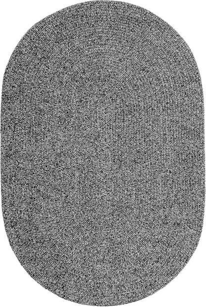 nuLOOM Oval 3' x 5' Solid Hand Braided Indoor/Outdoor Area Rug, Pet-Friendly, High Traffic, Weather Resistant, for Patio, Balcony, Bedroom, Living, Dining Room, Wynn Charcoal