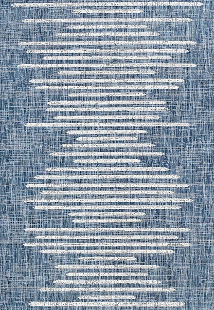 JONATHAN Y Stripe Geometric Indoor Outdoor Area Rug 3X5 Blue/Ivory, Zolak Berber for Backyard, Patio, Porch, Easy-Cleaning, High Traffic, Pet-Friendly, Non-Shedding (SMB124C-3)
