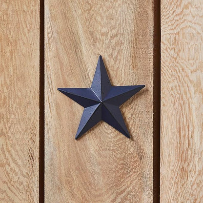 VHC Brands Patriotic Faceted Metal Star Navy Wall Hanging 4x4, Independence Day Decor, American Star Design, Distressed Appearance Metal Wall Hanging