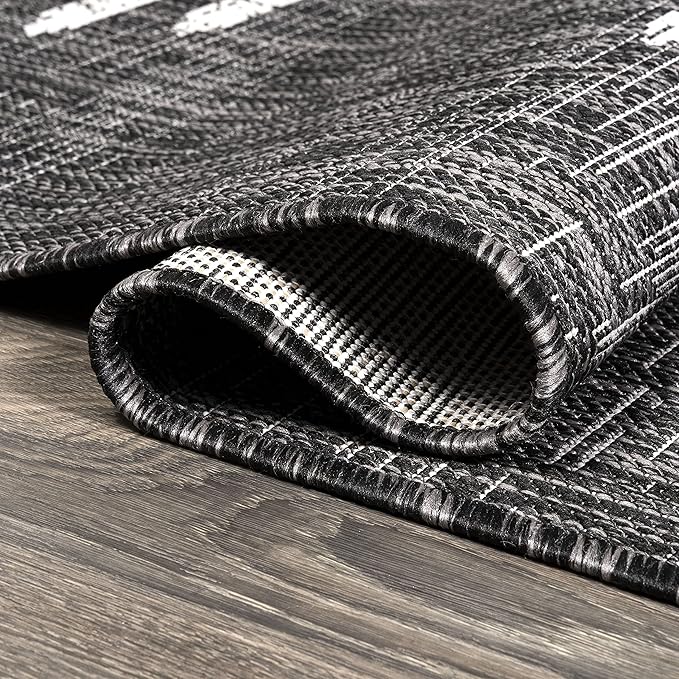 JONATHAN Y Stripe Geometric Indoor Outdoor Runner Rug 2X10 Black/Ivory, Zolak Berber for Backyard, Patio, Porch, Easy-Cleaning, High Traffic, Pet-Friendly, Non-Shedding (SMB124E-210)