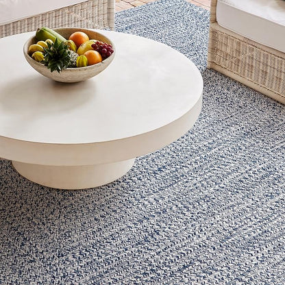 nuLOOM Oval 3' x 5' Solid Hand Braided Indoor/Outdoor Area Rug, Pet-Friendly, High Traffic, Weather Resistant, for Patio, Balcony, Bedroom, Living, Dining Room, Wynn Navy
