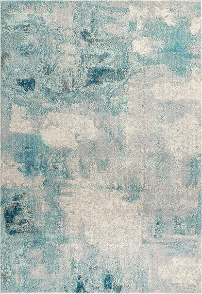 JONATHAN Y Modern Abstract Vintage Cream/Blue Indoor Area Rug, 5x8, Contemporary POP, Transitional, Easy-Cleaning for Living Room, Bedroom, Kitchen, Pet Friendly, Non-Shedding (CTP104A-5)