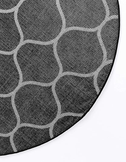 Unique Loom Trellis Frieze Collection Area Rug - Rounded (4' 1" Round, Black/ Ivory)