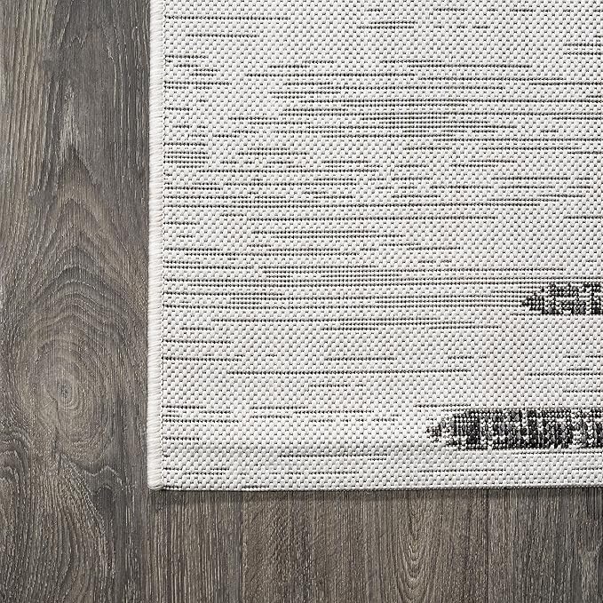 JONATHAN Y Stripe Geometric Indoor Outdoor Runner Rug 2X8 Ivory/Black, Zolak Berber for Backyard, Patio, Porch, Easy-Cleaning, High Traffic, Pet-Friendly, Non-Shedding (SMB124D-28)