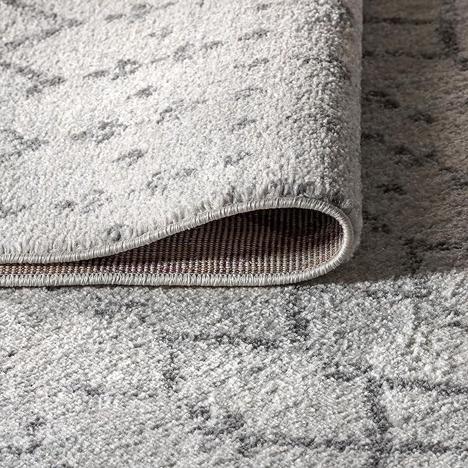 JONATHAN Y Boho Vintage Diamond Cream/Gray Round Area Rug 6 ft, Moroccan Hype for Living Room, Bedroom, Kitchen, Office, Easy-Cleaning, High Traffic, Pet-Friendly, Non-Shedding (MOH101B-6R)