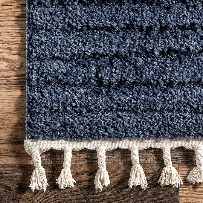 Nuloom Risette Blue, 2'7" x 8', Geometric, Soft and Textured, High Traffic, Stain Resistant, Easy Clean, Durable Runner for Bedroom, Living Room, Dining Space, Den, Foyer, Entryway