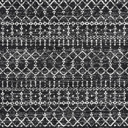 JONATHAN Y Boho Vintage Diamond Black/Ivory Square Area Rug 5X5 ft, Moroccan Hype for Living Room, Bedroom, Kitchen, Office, Easy-Cleaning, High Traffic, Pet-Friendly, Non-Shedding (MOH101D-5SQ)