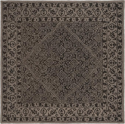SAFAVIEH Dip Dye Collection Area Rug - 9' Square, Dark Grey, Geometric Design, Ideal for High Traffic Areas in Living Room, Bedroom, Dining (DDY151H)
