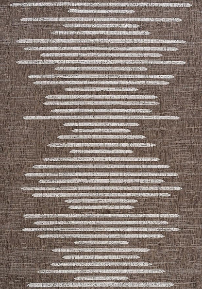 JONATHAN Y Stripe Geometric Indoor Outdoor Area Rug 5X8 Brown/Beige, Zolak Berber for Backyard, Patio, Porch, Easy-Cleaning, High Traffic, Pet-Friendly, Non-Shedding (SMB124B-5)
