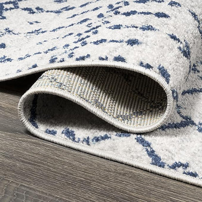JONATHAN Y Boho Vintage Diamond Cream/Navy Indoor Area Rug 4X6 ft, Moroccan Hype for Living Room, Bedroom, Kitchen, Office, Easy-Cleaning, High Traffic, Pet-Friendly, Non-Shedding (MOH101F-4)