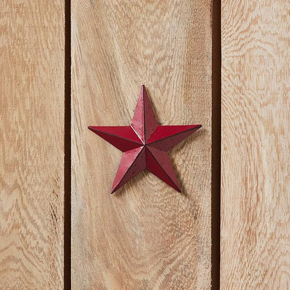 VHC Brands Patriotic Faceted Metal Star Burgundy Wall Hanging 4x4, Independence Day Decor, American Star Design, Distressed Appearance Metal Wall Hanging, Star Shape, Country, Burgundy
