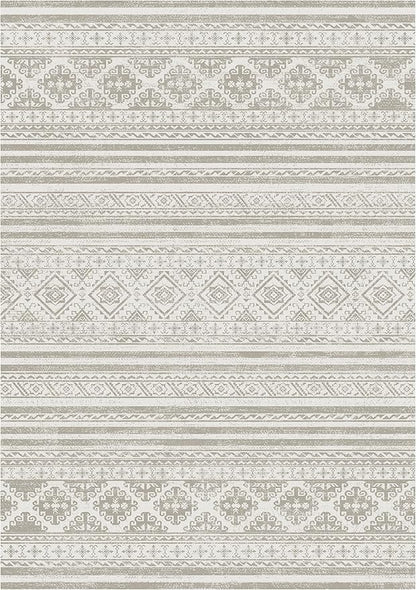 RUGSURE Washable Area Rugs 8' x 10' - 1/6 Thick - Moroccan-Inspired -Stain & Water Resistant Non-Slip - Resistant Rug for Living Room, Bedroom, Nursery, Pet & Child Friendly (Grey)