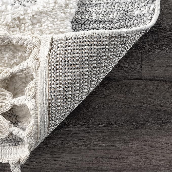 Nuloom Raven Light Grey/Ivory, 4' x 6', Modern Stars, High Low, Shag, Tassel, Soft and Plush, High Traffic, Stain Resistant, Easy Clean, Durable Area Rug for Bedroom, Living Room, Dining, Den, Foyer