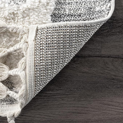 Nuloom Raven Light Grey/Ivory, 4' x 6', Modern Stars, High Low, Shag, Tassel, Soft and Plush, High Traffic, Stain Resistant, Easy Clean, Durable Area Rug for Bedroom, Living Room, Dining, Den, Foyer