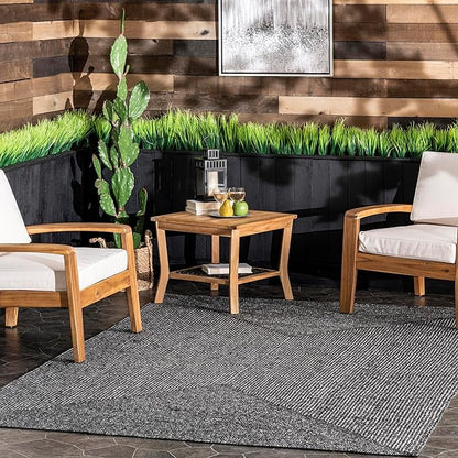 nuLOOM 10' x 14' Solid Hand Braided Indoor/Outdoor Area Rug, Pet-Friendly, High Traffic, Weather Resistant, for Patio, Balcony, Bedroom, Living, Dining Room, Wynn Charcoal