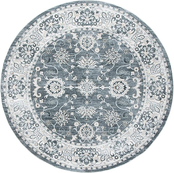 SAFAVIEH Isabella Collection 8' Round Grey/Cream ISA940F Oriental Non-Shedding Entryway Foyer Living Room Bedroom Kitchen Area Rug