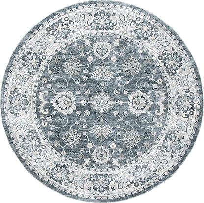 SAFAVIEH Isabella Collection 8' Round Grey/Cream ISA940F Oriental Non-Shedding Entryway Foyer Living Room Bedroom Kitchen Area Rug