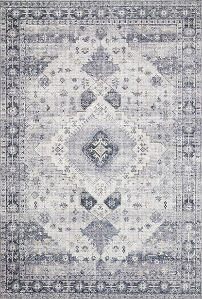 Loloi Skye Collection SKY-02 Silver/Grey 6'-0" x 6'-0" Round Area Rug