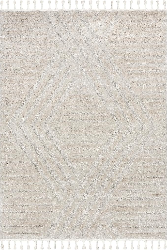 Nuloom Risette Beige, 5'3" x 7'6", Geometric, Soft and Textured, High Traffic, Stain Resistant, Easy Clean, Durable Area Rug for Bedroom, Living Room, Dining Space, Den, Foyer, Entryway
