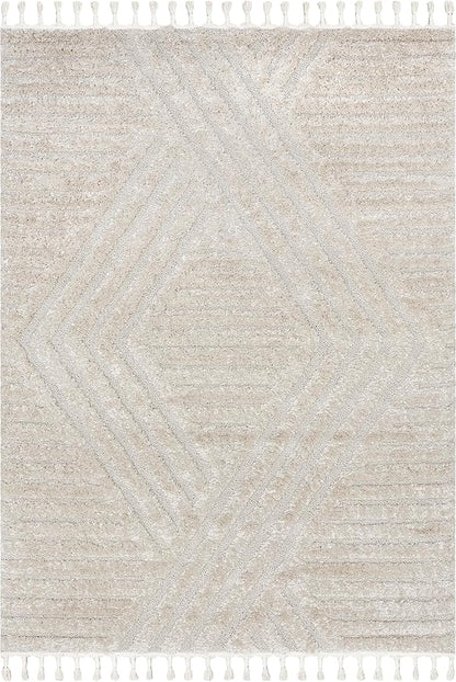 Nuloom Risette Beige, 5'3" x 7'6", Geometric, Soft and Textured, High Traffic, Stain Resistant, Easy Clean, Durable Area Rug for Bedroom, Living Room, Dining Space, Den, Foyer, Entryway