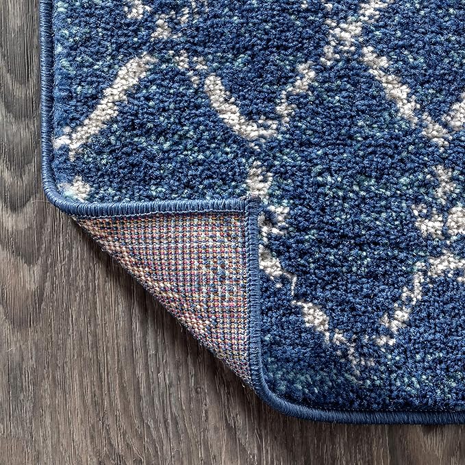 JONATHAN Y Boho Vintage Diamond Blue/White Runner Rug 2X8 ft, Moroccan Hype for Living Room, Bedroom, Kitchen, Office, Easy-Cleaning, High Traffic, Pet-Friendly, Non-Shedding (MOH101A-28)