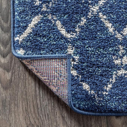JONATHAN Y Boho Vintage Diamond Blue/White Runner Rug 2X8 ft, Moroccan Hype for Living Room, Bedroom, Kitchen, Office, Easy-Cleaning, High Traffic, Pet-Friendly, Non-Shedding (MOH101A-28)