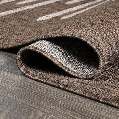 JONATHAN Y Stripe Geometric Indoor Outdoor Runner Rug 2X10 Brown/Beige, Zolak Berber for Backyard, Patio, Porch, Easy-Cleaning, High Traffic, Pet-Friendly, Non-Shedding (SMB124B-210)