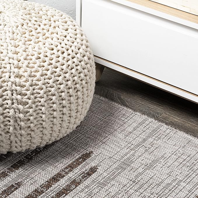 JONATHAN Y Stripe Geometric Indoor Outdoor Area Rug 8X10 Beige/Brown, Zolak Berber for Backyard, Patio, Porch, Easy-Cleaning, High Traffic, Pet-Friendly, Non-Shedding (SMB124A-8)