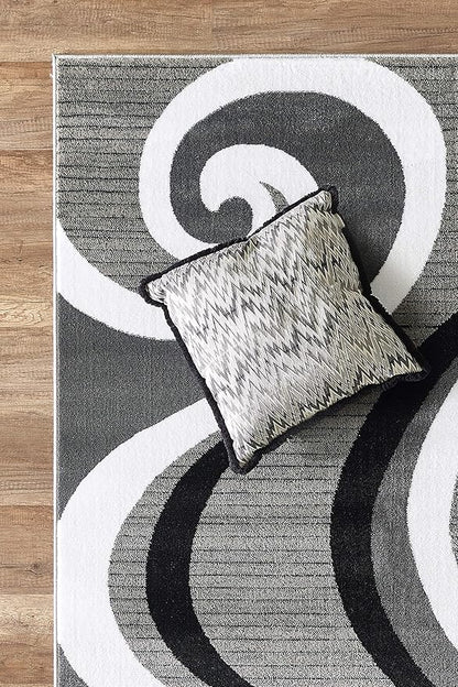GLORY RUGS Modern Area Rug 5x7 Black Gray Modern Carpet Bedroom Living Room Contemporary Dining Accent Sevilla Collection 4817A (Grey Black)