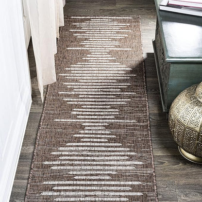 JONATHAN Y Stripe Geometric Indoor Outdoor Runner Rug 2X10 Brown/Beige, Zolak Berber for Backyard, Patio, Porch, Easy-Cleaning, High Traffic, Pet-Friendly, Non-Shedding (SMB124B-210)