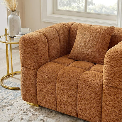 VANOMi 44.09”Oversized Accent Chair, Boucle Armchair with Deep Seat, Comfy Reading Chair for Living Room, Bedroom, Office, Apartment, Curry (1 Piece)