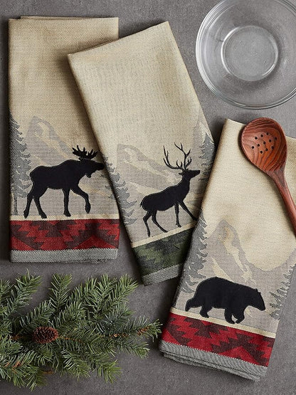 DII Woodlands Collection Dishtowel Set, 18x28, in The Woods, 3 Piece