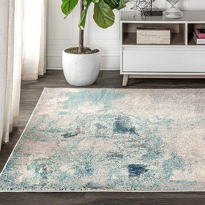 JONATHAN Y Modern Abstract Vintage Cream/Blue Indoor Area Rug, 6x9, Contemporary POP, Transitional, Easy-Cleaning for Living Room, Bedroom, Kitchen, Pet Friendly, Non-Shedding (CTP104A-6)