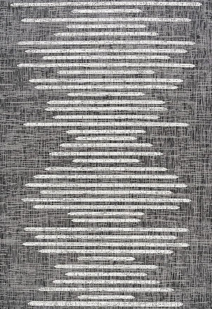 JONATHAN Y Stripe Geometric Indoor Outdoor Area Rug 4X6 Black/Ivory, Zolak Berber for Backyard, Patio, Porch, Easy-Cleaning, High Traffic, Pet-Friendly, Non-Shedding (SMB124E-4)