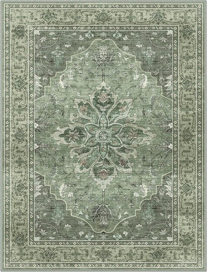 RELEANY Area Rugs 3'x20' Runner Rug Non Slip Washable for Kitchen Hallway Bedroom Beside Laundry Room Bathroom Rug, Floor Carpet, Dark Green Gray